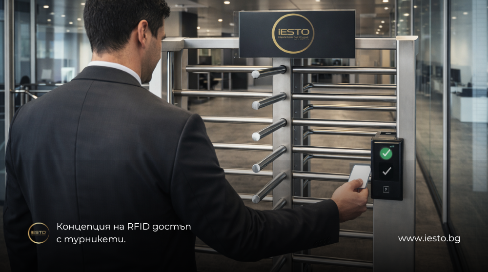Концепция за RFID достъп с турникети. Решение от Iesto за контрол на достъпа. Първа визуализация.